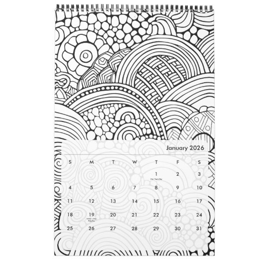 Moderne Abstracte kleurpatronen - Zwart Wit Kalender (Jan 2026)