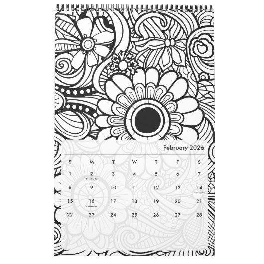 Moderne Abstracte kleurpatronen - Zwart Wit Kalender (Feb 2026)