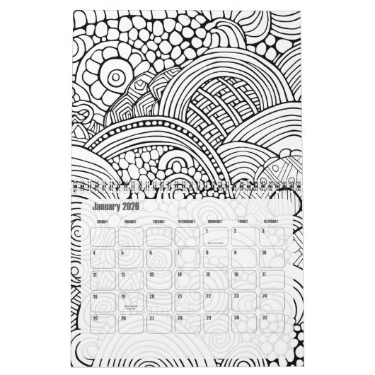 Moderne Abstracte kleurpatronen - Zwart Wit Kalender (Jan 2026)