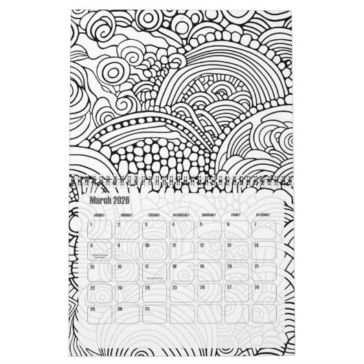Moderne Abstracte kleurpatronen - Zwart Wit Kalender (Mar 2026)