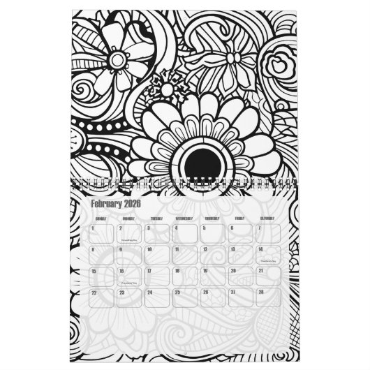 Moderne Abstracte kleurpatronen - Zwart Wit Kalender (Feb 2026)