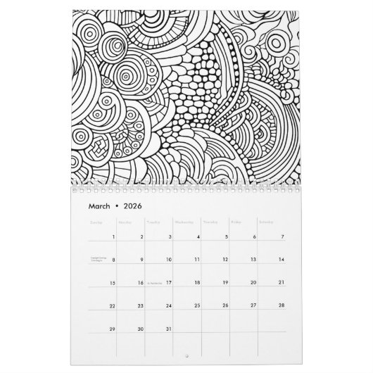 Moderne Abstracte kleurpatronen - Zwart Wit Kalender (Mar 2026)