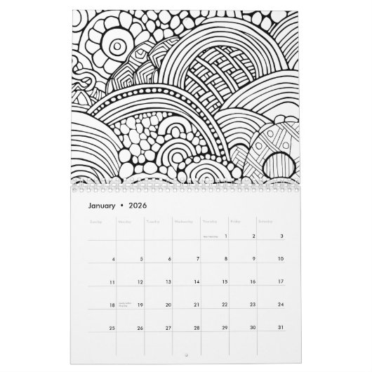 Moderne Abstracte kleurpatronen - Zwart Wit Kalender (Jan 2026)