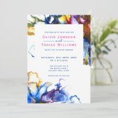 Moderne abstracte kleurrijke blauwe inktvlek kaart (Staand voorkant)