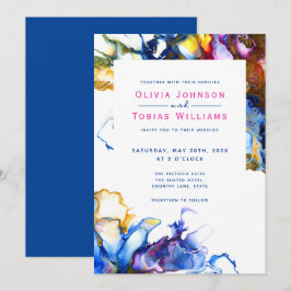 Moderne abstracte kleurrijke blauwe inktvlek kaart