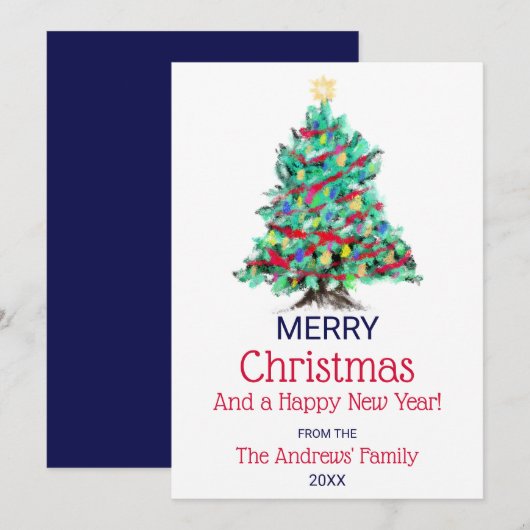 Moderne Abstracte kleurrijke gedecormeerde Kerstmi Feestdagenkaart (Voorkant / Achterkant)