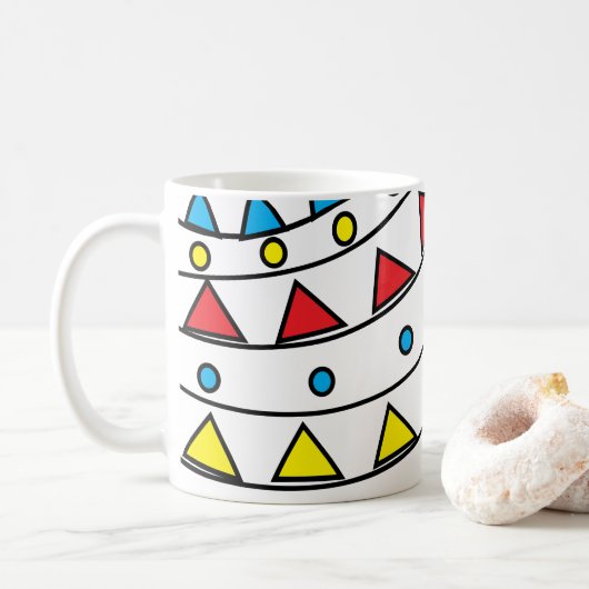 Moderne Abstracte kleurrijke geometrische patronen Koffiemok (Met donut)