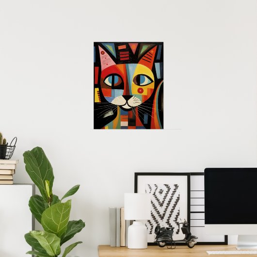 Moderne Abstracte Kleurrijke Kattenwandkunst Poster (Thuiskantoor)