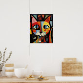 Moderne Abstracte Kleurrijke Kattenwandkunst Poster (Keuken)