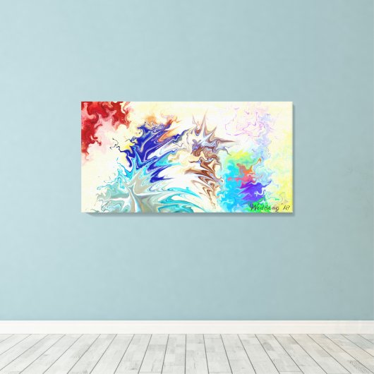 Moderne Abstracte kleurrijke "NEXUS" Canvas Afdruk (Insitu (Houten vloer))