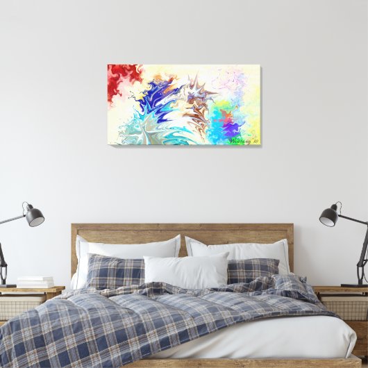 Moderne Abstracte kleurrijke "NEXUS" Canvas Afdruk (Insitu (Slaapkamer))