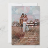 Moderne abstracte kleurrijke overlay foto bruiloft kaart (Voorkant)