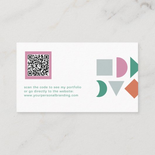 Moderne abstracte kleurrijke QR-code Visitekaartje (Achterkant)