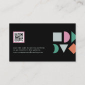 Moderne, abstracte, kleurrijke QR-code zwart Visitekaartje (Achterkant)