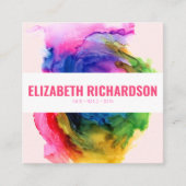 Moderne Abstracte Kleurrijke Rainbow Make-up Huidn Vierkante Visitekaartje (Voorkant)