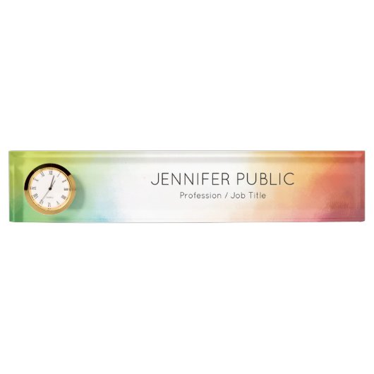 Moderne Abstracte kleurrijke rood-blauwe groen Naambordje (Voorkant)