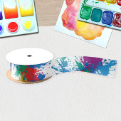 Moderne Abstracte kleurrijke verf Spletters patroo Satijnen Lint