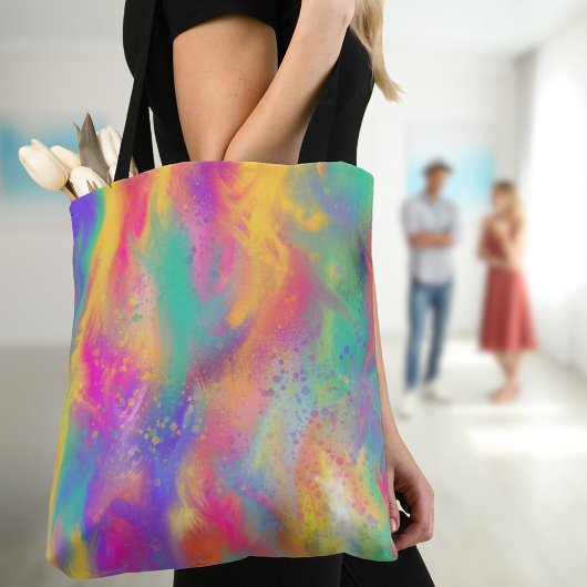 Moderne abstracte kleurrijke verfspat schildering tote bag