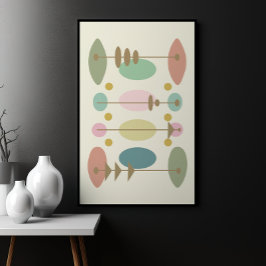 Moderne Abstracte kleurrijke vormen, midden eeuw Poster