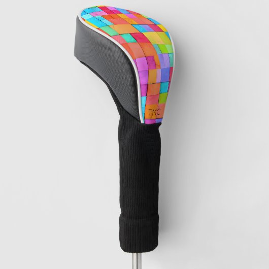 Moderne Abstracte kleurrijke Waterverf Art Initial Golfheadcover (Schuin)