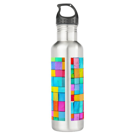 Moderne Abstracte kleurrijke Waterverf Art Initial Waterfles (Achterkant)