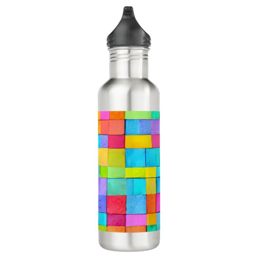 Moderne Abstracte kleurrijke Waterverf Art Initial Waterfles (Rechts)