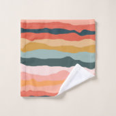 Moderne Abstracte kleurrijke Wavy Stripe Neutral Bad Handdoek (Wasdoekje)
