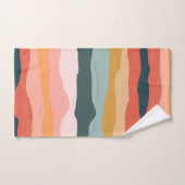Moderne Abstracte kleurrijke Wavy Stripe Neutral Bad Handdoek (Handdoek)