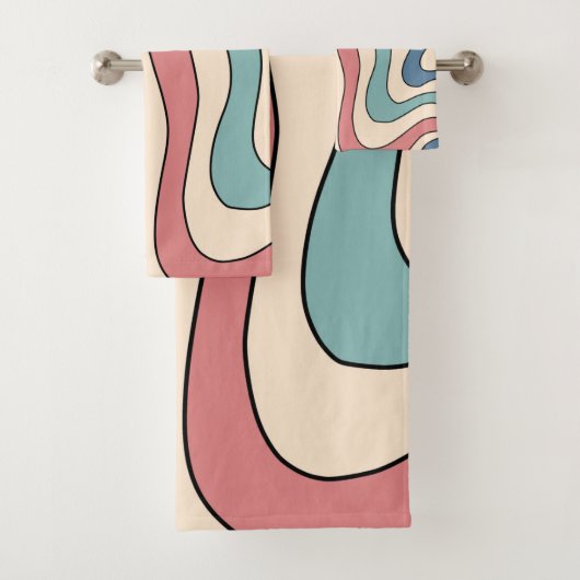 Moderne Abstracte kleurrijke Wavy Stripe Pattern Bad Handdoek (Insitu)