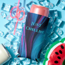 Moderne Abstracte Koelbox- Gewoon Chillin-Blue Seltzer Blikjeskoeler