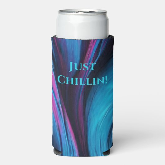 Moderne Abstracte Koelbox- Gewoon Chillin-Blue Seltzer Blikjeskoeler (Seltzer Voorkant)