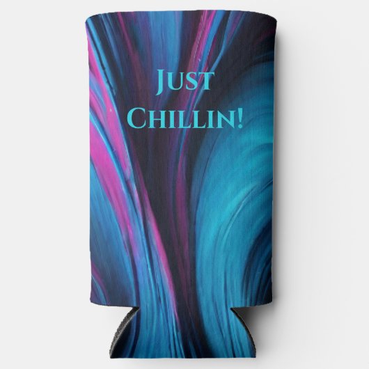 Moderne Abstracte Koelbox- Gewoon Chillin-Blue Seltzer Blikjeskoeler (Voorkant)