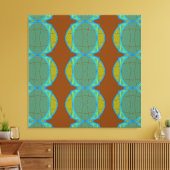 Moderne Abstracte koperen blauwe cirkels Diamond Canvas Afdruk (Insitu (Woonkamer))
