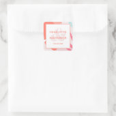 Moderne Abstracte Koraal Bruid & Bruidegom Trouwda Vierkante Sticker (Tas)