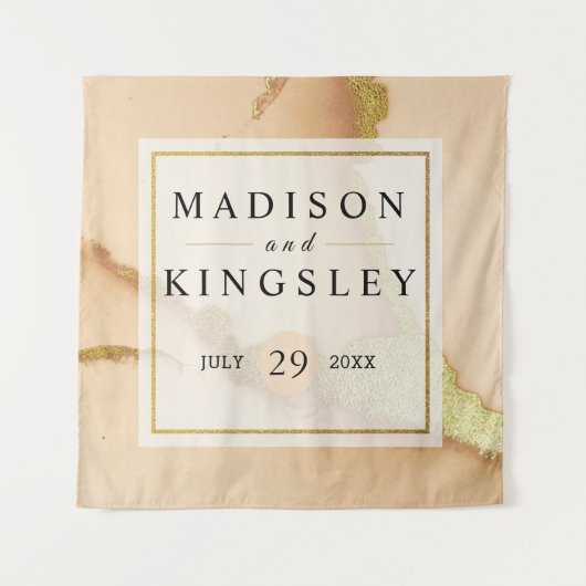 Moderne Abstracte Koraal 🌸 Inkt Olieverf Bruiloft Wandkleed (Voorkant)