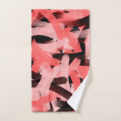 Moderne Abstracte koraalroze zwarte penseelkunst Bad Handdoek (Handdoek)