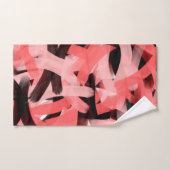Moderne Abstracte koraalroze zwarte penseelkunst Bad Handdoek (Handdoek)
