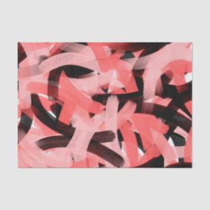 Moderne Abstracte koraalroze zwarte penseelkunst Tissuepapier