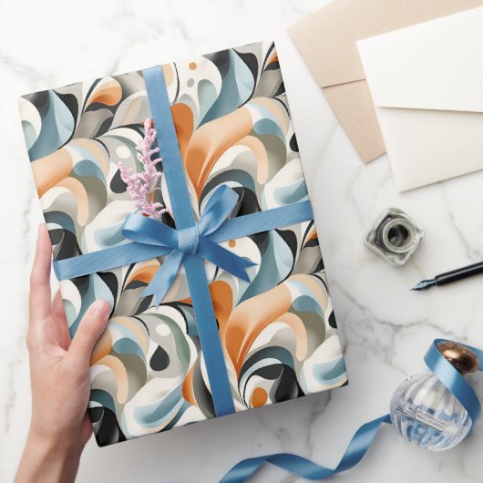 Moderne Abstracte Krullen Cadeaupapier (Geschenken)