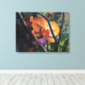 Moderne Abstracte Kubistische Orchidee op Gespanne Canvas Afdruk (Insitu (Houten vloer))