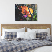 Moderne Abstracte Kubistische Orchidee op Gespanne Canvas Afdruk (Insitu (Slaapkamer))