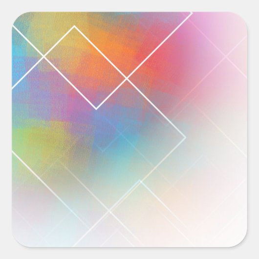 Moderne Abstracte kunst Aangepast Roze Rood Oranje Vierkante Sticker (Voorkant)