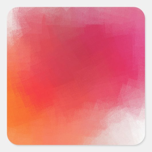 Moderne Abstracte Kunst Aangepaste Roze Rood Oranj Vierkante Sticker (Voorkant)