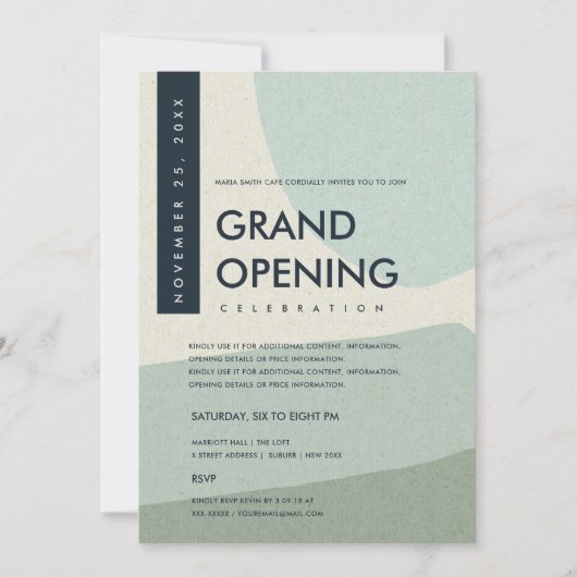 MODERNE ABSTRACTE KUNST AQUA BLAUW GRAND OPENING E KAART (Voorkant)