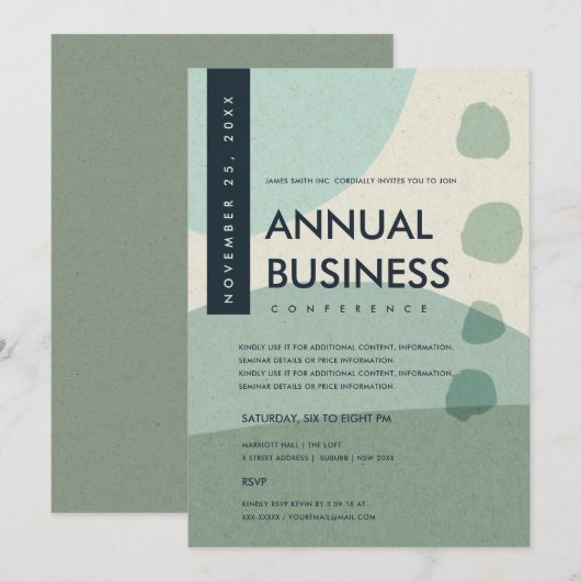 MODERNE ABSTRACTE KUNST AQUA BLAUWE CONFERENTIE EV KAART (Voorkant / Achterkant)