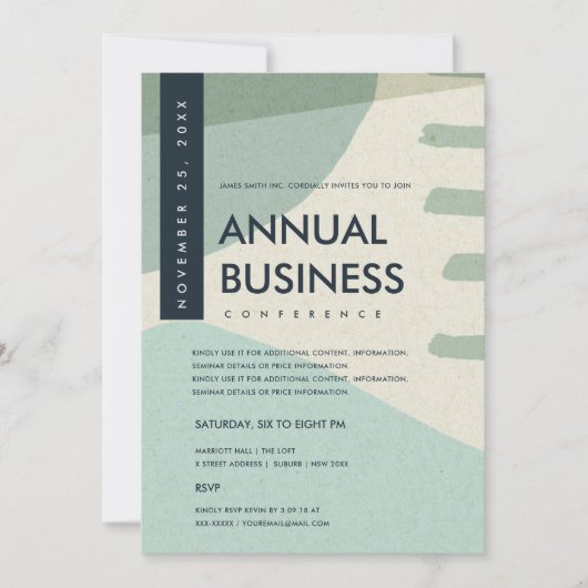 MODERNE ABSTRACTE KUNST AQUA BLAUWE CONFERENTIE EV KAART (Voorkant)