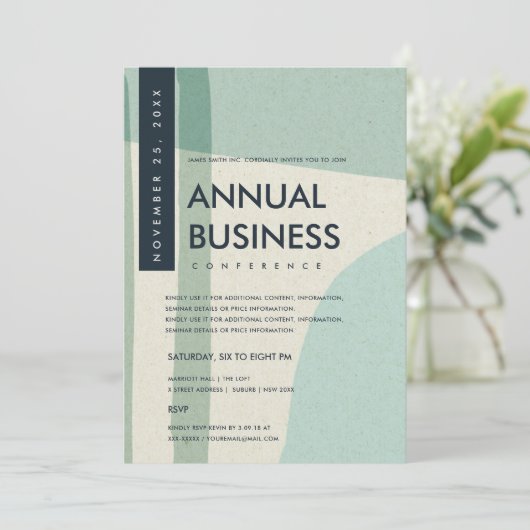 MODERNE ABSTRACTE KUNST AQUA BLAUWE CONFERENTIE EV KAART (Staand voorkant)