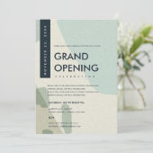 MODERNE ABSTRACTE KUNST AQUA BLAUWE GRAND OPENING KAART (Staand voorkant)