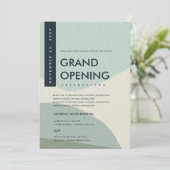 MODERNE ABSTRACTE KUNST AQUA BLAUWE GRAND OPENING KAART (Staand voorkant)
