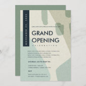 MODERNE ABSTRACTE KUNST AQUA BLAUWE GRAND OPENING  KAART (Voorkant / Achterkant)